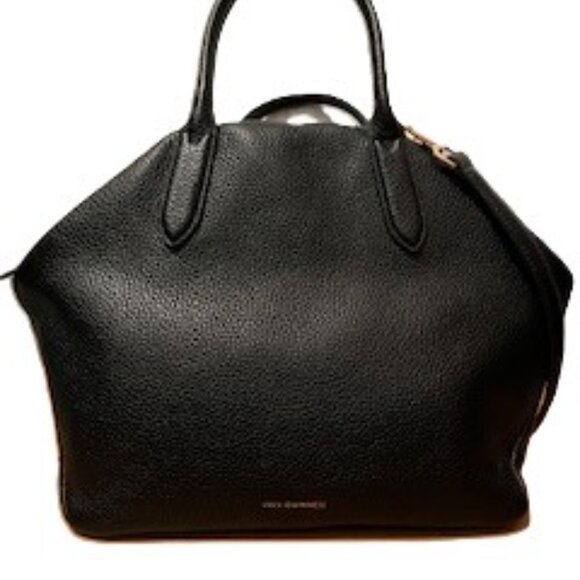 Lulu Guinness Large Valentina Black Pebbled Leather Satchel Handbag - NWOT - Picture 2 of 11